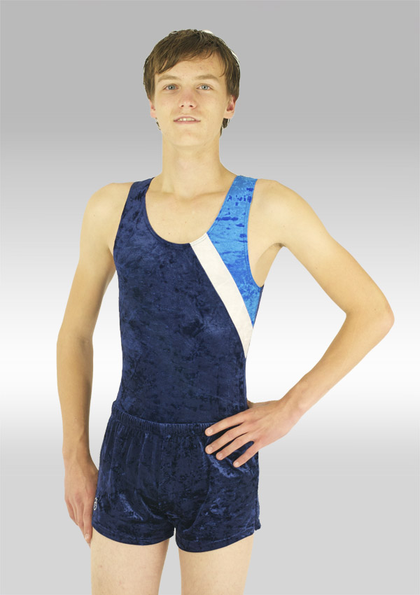 Turnpakje Heren Zonder Mouw in Blauw Wit Velours B7